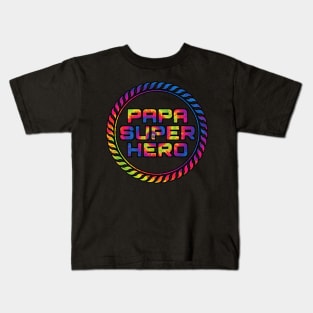 Papa superhero rainbow circle Kids T-Shirt